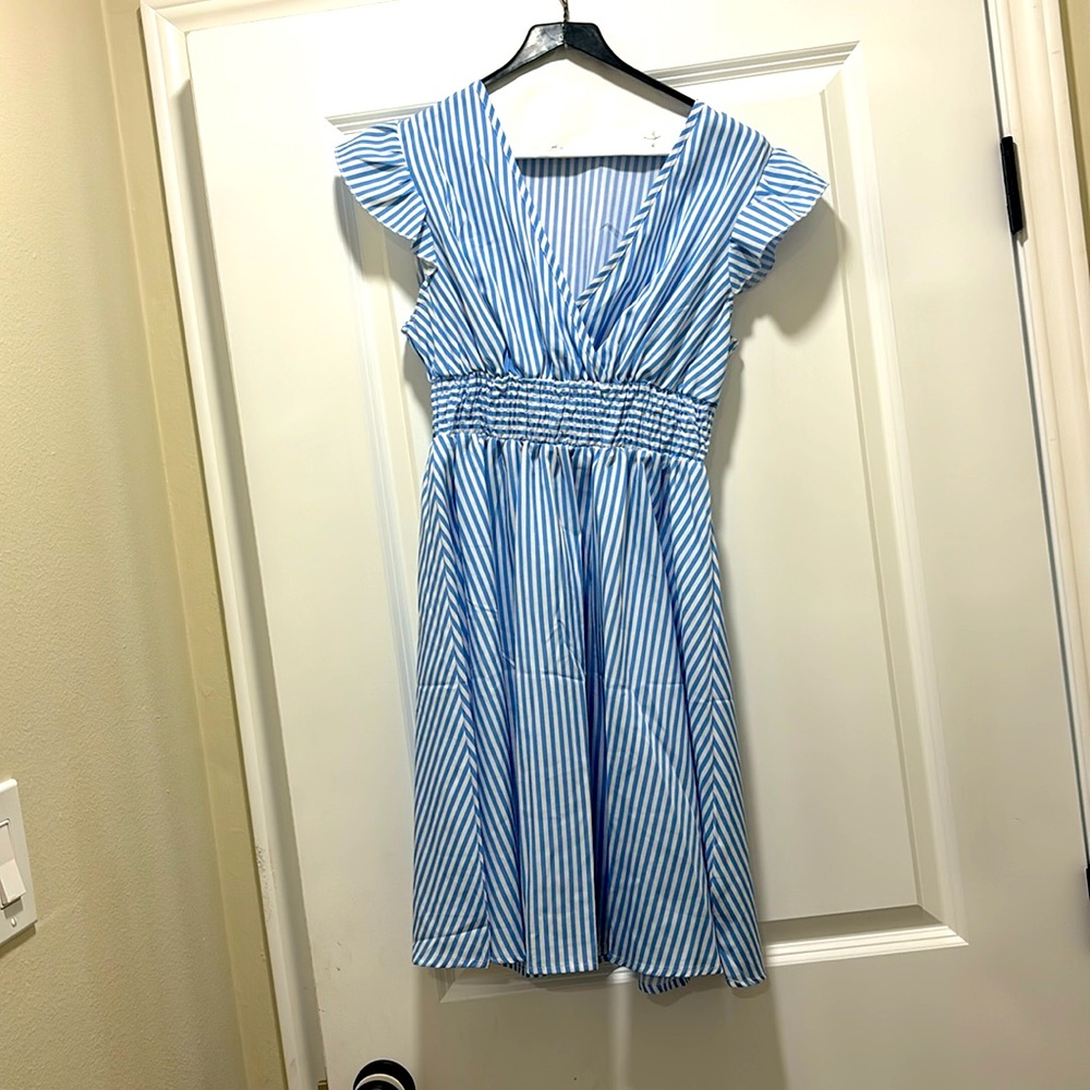 Blue and White striped dress